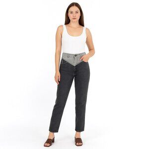 PLAYBOY PLAYMATE x VINTAGE 80's 2 tone denim jeans high rise black/grey logo USA